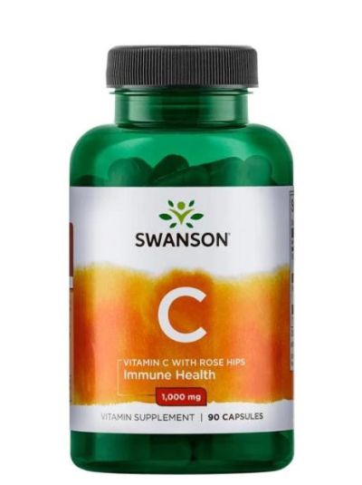 SWANSON VITAMIN C 1000 MG WITH ROSEHIPS 90 CAPSULES
