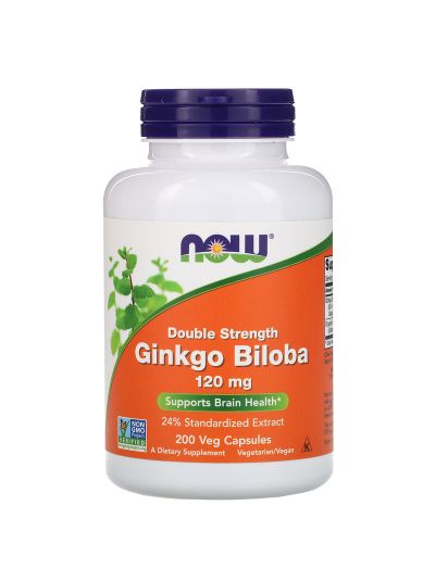 Now Foods Ginkgo Biloba Double Strength 120 mg 200 Vegetarian Caps