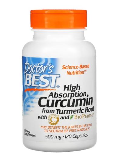 Doctor's Best High Absorption Curcumin, High Absorption Curcumin, 500 mg, 120 Capsules