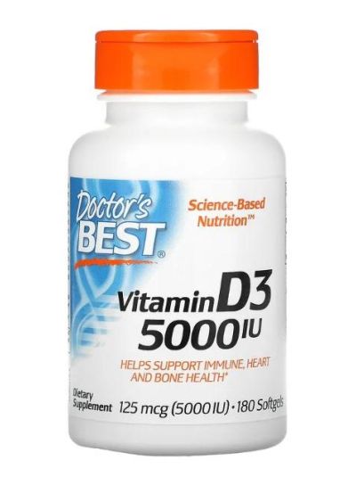 Doctor's Best Vitamin D3, 5,000 IU, 180 softgels
