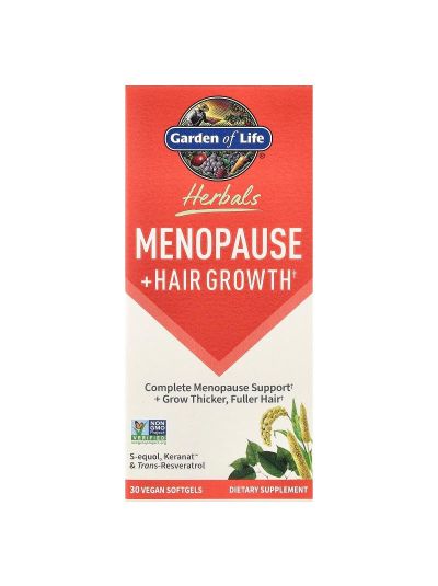 Garden of Life, Herbals, Menopause + Hair Growth, Berry, 30 Vegan Softgels
