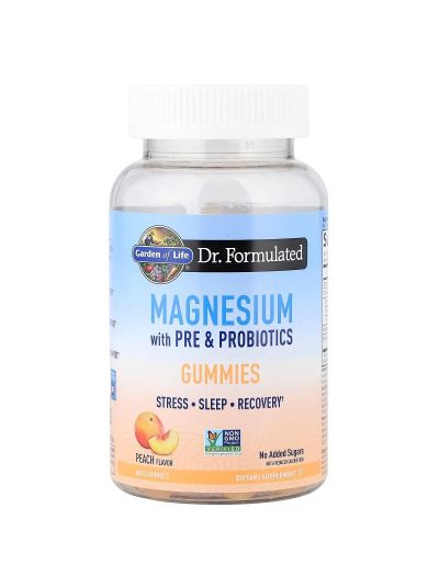Garden of Life, Magnesium with Pre & Probiotics Gummies, Peach, 60 Gummies
