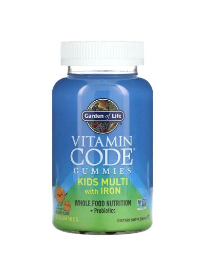 Garden of Life, Vitamin Code Gummies, Kids Multi with Iron, Orange, 90 Gummies