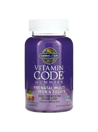 Garden of Life, Vitamin Code Gummies, Prenatal Multi with Iron & Folate, Cherry Lemonade, 90 Gummies