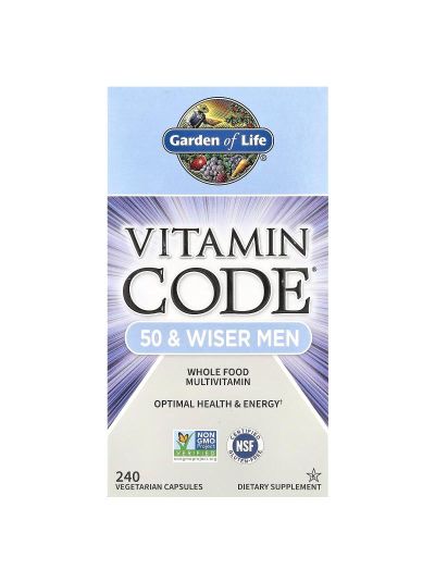 Garden of Life, Vitamin Code®, 50 & Wiser Men, Whole Food Multivitamin, 240 Vegetarian Capsules