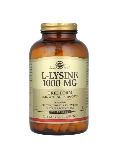 Solgar, L-Lysin, freie Form, 1.000 mg, 250 Tabletten