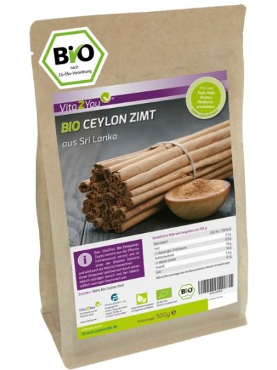 Vita2You Organic Ceylon Cinnamon Powder 500g - Original from Sri Lanka - 100% Organic