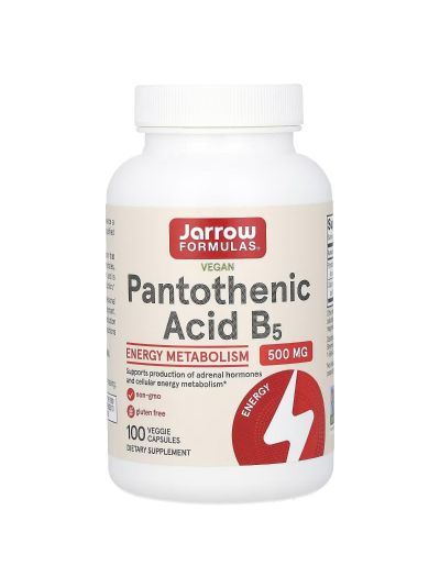 Jarrow Formulas, Pantothenic Acid B5, 500 mg, 100 Vegetarian Capsules