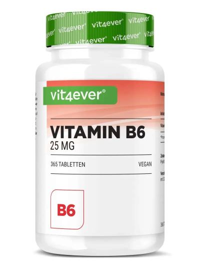 Vit4ever Vitamin B6 as Pyridoxal-5-Phosphate (P-5-P) 25 mg 365 tablets