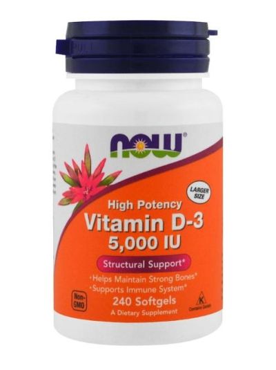NOW FOODS VITAMIN D3 HIGH POTENCY 5,000 IU 240 SOFTGEL CAPSULES