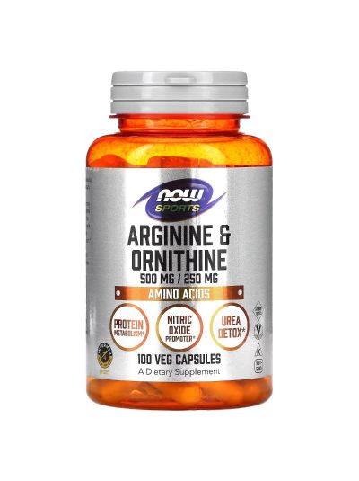 NOW Foods, Sports, Arginine & Ornithine, 100 Veg Capsules