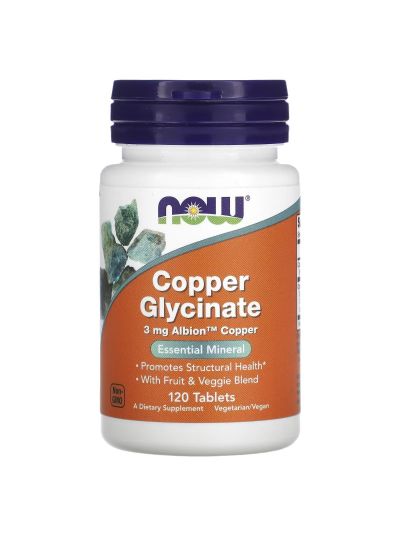NOW Foods, Copper Glycinat (Kupferglycinat), 3 mg, 120 Tabletten