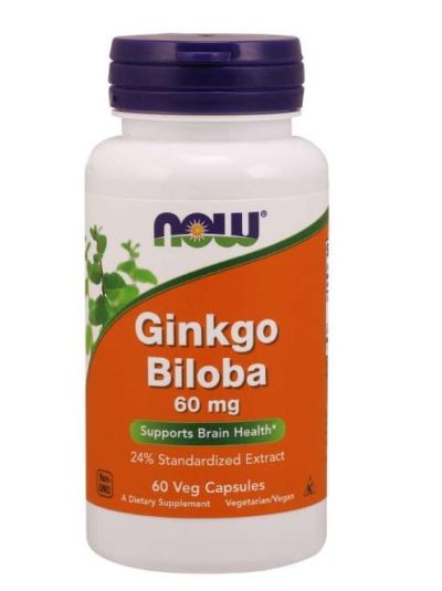Now Foods Ginkgo Biloba 60 mg 60 Veg Capsules
