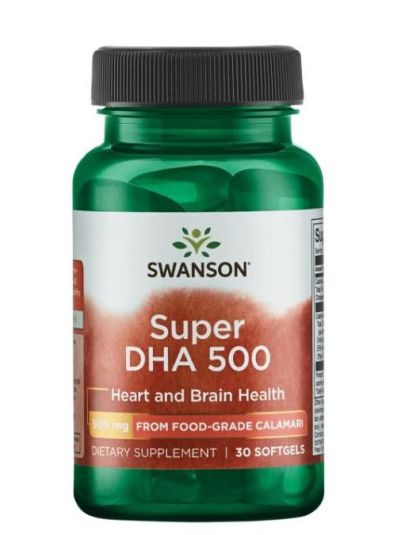 SWANSON SUPER DHA 500 FROM CALAMARI FOOD GRADE 30 SOFTGELS