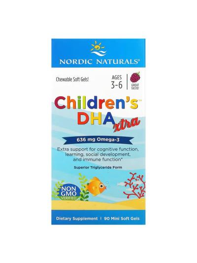 Nordic Naturals, Children's DHA Xtra, Ages 3-6, Berry, 636 mg, 90 Mini Soft Gels