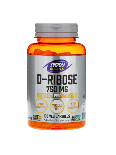 NOW Foods Sports D-Ribose 750 mg 120 Vegetarian Capsules