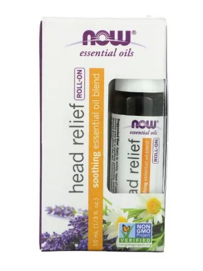 NOW FOODS ESSENTIAL OILS HEAD RELIEF ROLL-ON ROLLER WITH ESSENTIAL OILS FOR HEADACHE RELIEF 10ML