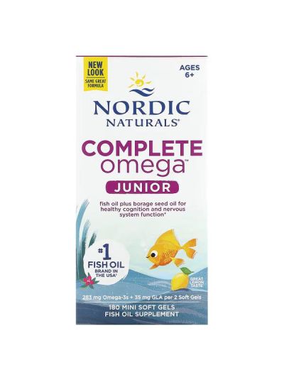 Nordic Naturals Complete Omega Junior Ages 6+ Lemon 180 Mini Soft Gels