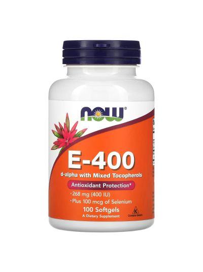 NOW Foods, E-400 D-Alpha with Mixed Tocopherols, 268 mg, 100 Softgels