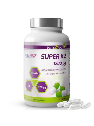Vita2You Super K2 - 1200 mcg Vitamin K2 - 120 Capsules - Premium Quality
