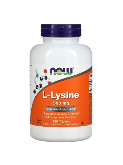NOW FOODS L-LYSINE, L-LYSINE, 500MG, 250 TABLETS