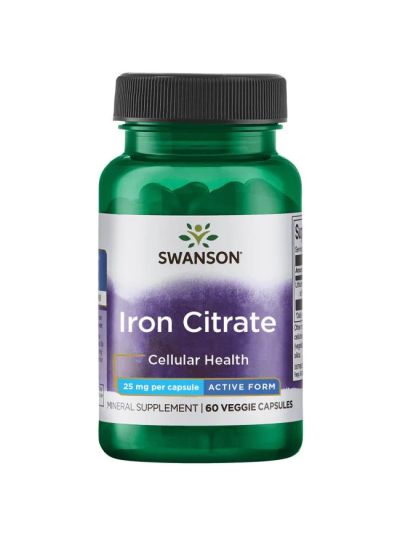 SWANSON IRON CITRATE 25MG 60 VEGE CAPSULES