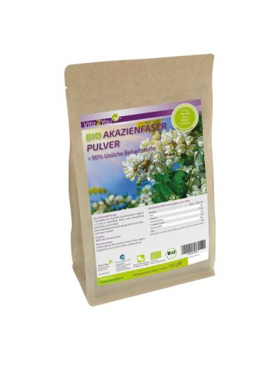 Vita2You Organic Acacia Fiber 500g - 90% soluble fiber - no additives - Vegan