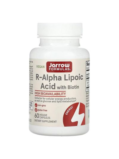 Jarrow Formulas R-Alpha Lipoic Acid 100 mg (Bio-Enhanced) + Biotin 60 Capsules