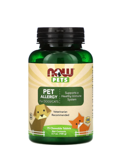 NOW FOODS PETS, PET ALLERGY FOR DOGS/CATS, 75 CHEWABLE TABLETS