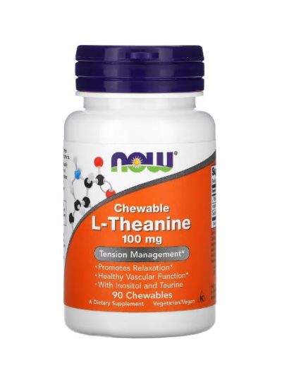 NOW FOODS L-THEANINE, CHEWABLE, 100 MG, 90 CHEWABLE TABLETS