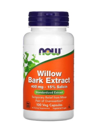 NOW FOODS WILLOW BARK EXTRACT, 400MG, 100 VEGETABLE CAPSULES