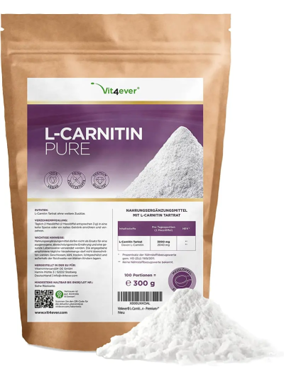 Vit4ever L-Carnitine Pure, 300 g pure powder without additives