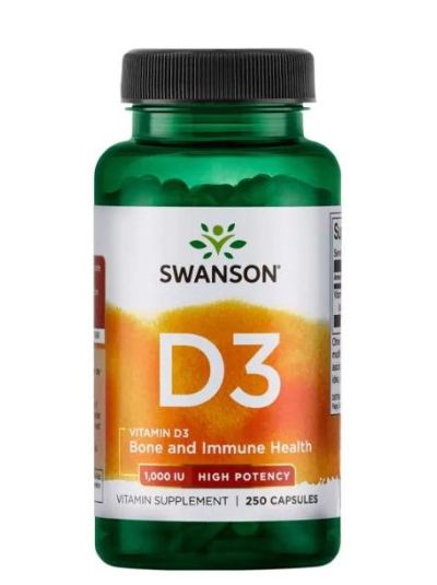 SWANSON VITAMIN D-3 HIGH DOSE 1,000 IU 250 CAPSULES