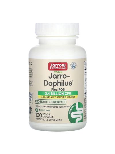 Jarrow Formulas Jarro-Dophilus Plus FOS, 3.4 Billion CFU, 100 Veggie Caps