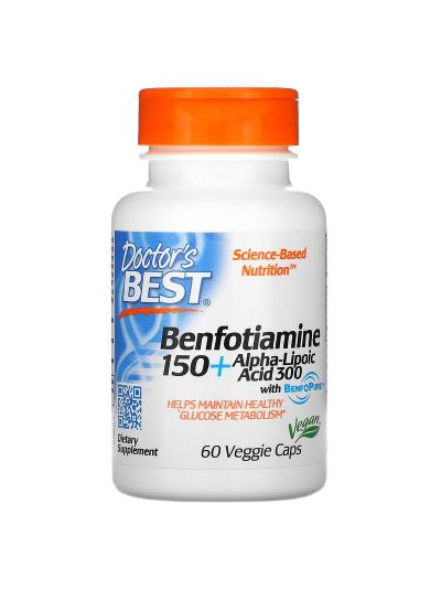Doctor's Best Benfotiamine 150 + Alpha Lipoic Acid 300, 60 Vegetarian Capsules