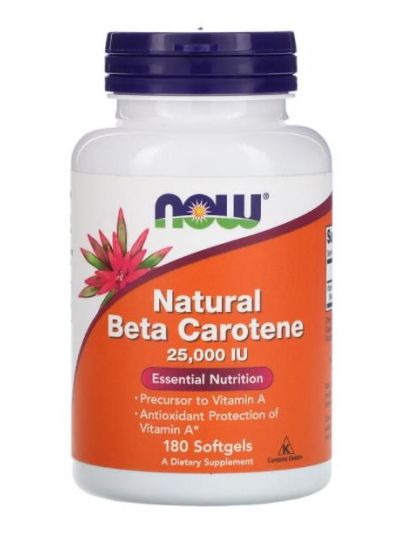 Now Foods Vitamin A (as Natural Beta Carotene) 25,000 IU, 180 Softgels