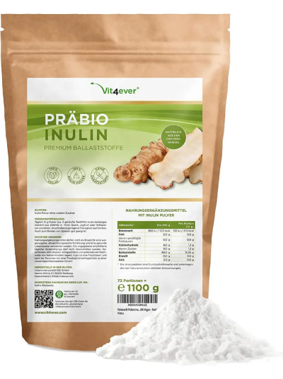 Vit4ever Präbio Inulin - 1100 g - Hoher Ballaststoffgehalt - Präbiotikum