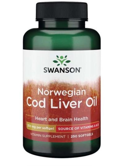 Swanson Norwegian Cod Liver Oil 350 mg 250 Softgels