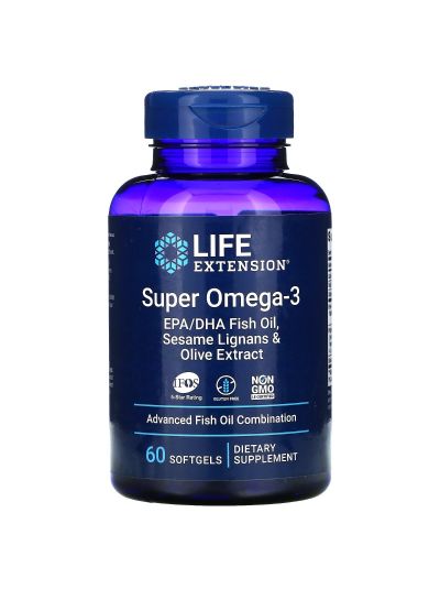 LIFE EXTENSION SUPER OMEGA-3 WITH SESAME LIGNANS AND OLIVE EXTRACT 60 SOFTGELS