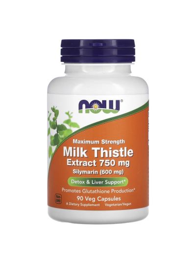 NOW Foods, Milk Thistle Extract, Silymarin, Max Strength, 750 mg, 90 Vege Capsules