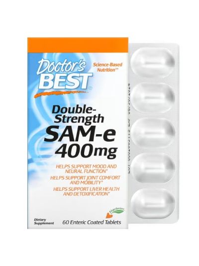 Doctor's Best SAM-e, Double-Strength (Disulfate Tosylate), SAM-e, Double-Strength (Disulfate Tosylate), 400 mg, 60 Enteric-Coated Tablets