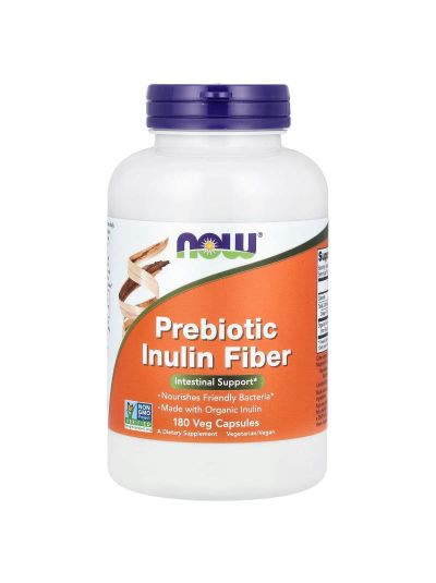 NOW Foods, Prebiotic Inulin Fiber, präbiotische Inulinfaser, 180 pflanzliche Kapseln (650 mg pro Kapsel)