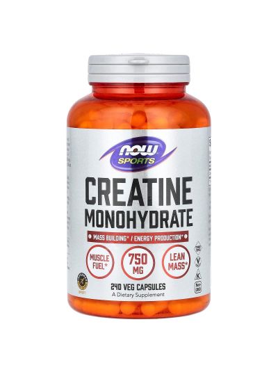 NOW Foods, Sports, Creatine Monohydrate, Kreatinmonohydrat für Sportler, 4.500 mg, 240 pflanzliche Kapseln (750 mg pro Kapsel)