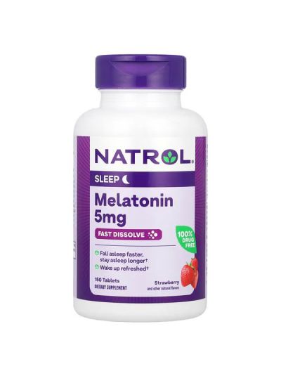 Natrol, Melatonin, Fast Dissolve, Strawberry, 5 mg, 150 Tablets