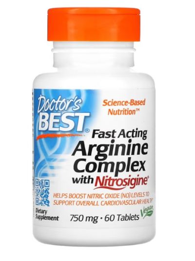 Doctor's Best  Fast Acting Arginine Complex with Nitrosigine, 750 mg, 60 Tablets