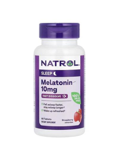 Natrol, Melatonin, Fast Dissolve, Strawberry, 10 mg, 60 Tablets