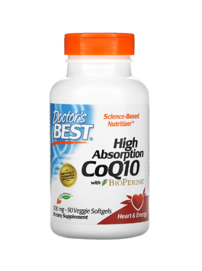 DOCTOR'S BEST, HIGH ABSORPTION COQ10 WITH BIOPERINE, 300 MG, 90 VEGGIE CAPS