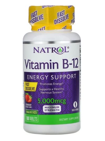 NATROL VITAMIN B-12 STRAWBERRY 5,000 MCG 100 TABLETS