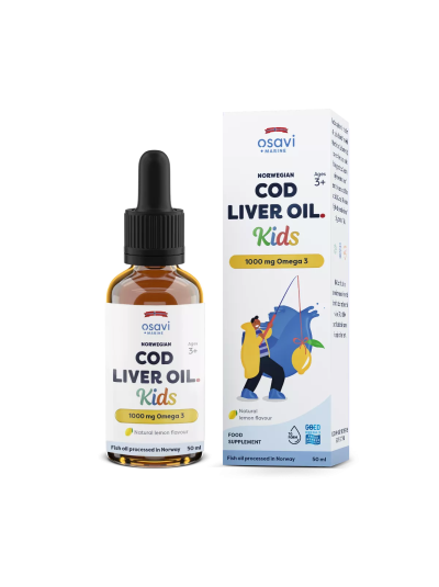Osavi Norwegian Cod Liver Oil Kids, 1000 mg Omega 3, natural lemon flavour - 50 ml