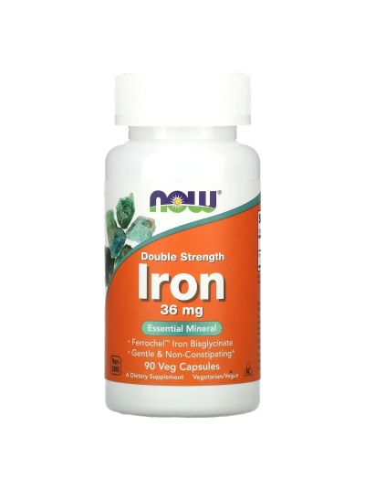 NOW Foods, Iron, Double Strength, 36 mg, 90 Veg Capsules